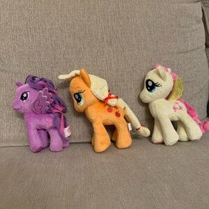 My Little Pony COLLECTABLE Plush  Set - Twilight, Applejack, Fluttershy LIKE NEW